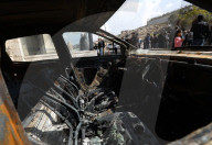 Cars burnt by Israeli settlers in West Bank