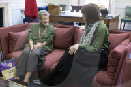 Rachel Reeves UK Chancellor of the Exchequer speaks with Holocaust survivor Hedi Argent MBE