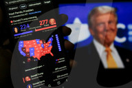 Election '24: Trump Projected As Winner Indonesia Warches, Bandung, West Java - 06 Nov 2024