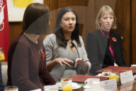 Rachel Reeves UK Chancellor of the Exchequer holds a creative industries business breakfast