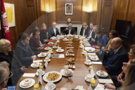 Rachel Reeves UK Chancellor of the Exchequer holds a creative industries business breakfast