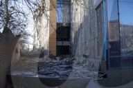 Wreckage from downed Russian drone falls in Solomianskyi district of Kyiv