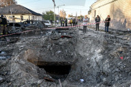 Aftermath of November 7 Russian guided bomb strike in Zaporizhzhia
