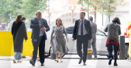 Guests arriving for the Sunday with Laura Kuenssberg show at the BBC, Broadcasting House, London, UK.