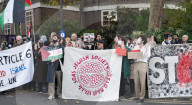 Francesca Albanese protest organised by the Campaign Against Antisemitism outside SOAS, Russell Square, London, UK.