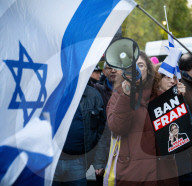 Francesca Albanese protest organised by the Campaign Against Antisemitism outside SOAS, Russell Square, London, UK.