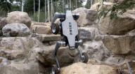 Wheeled robot for off-road work can  also stand on two legs