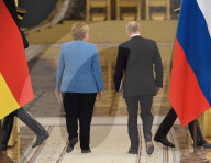Meeting of Putin with Merkel in the Kremlin