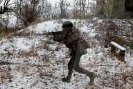 Ukraine soldiers of 57th Brigade practice assault skills in Kharkiv region