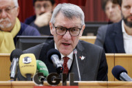 Roma, conferenza stampa del segretario generale della Cgil Maurizio Landini