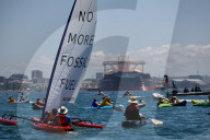 The People's Blockade of the Newcastle coal port, New South Wales, Australia.