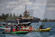 The People's Blockade of the Newcastle coal port, New South Wales, Australia.