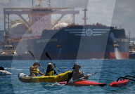 The People's Blockade of the Newcastle coal port, New South Wales, Australia.