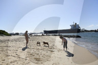 The People's Blockade of the Newcastle coal port, New South Wales, Australia.