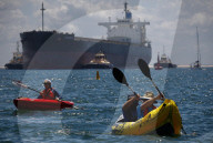 The People's Blockade of the Newcastle coal port, New South Wales, Australia.