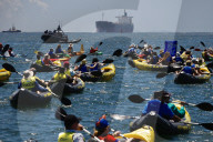 The People's Blockade of the Newcastle coal port, New South Wales, Australia.