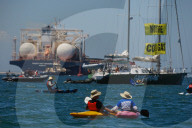 The People's Blockade of the Newcastle coal port, New South Wales, Australia.