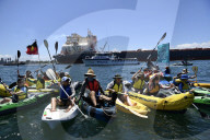 The People's Blockade of the Newcastle coal port, New South Wales, Australia.