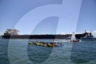 The People's Blockade of the Newcastle coal port, New South Wales, Australia.