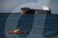 The People's Blockade of the Newcastle coal port, New South Wales, Australia.