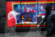 Macys of San Francisco festures adoptable kittens in their Christmas window displays