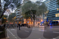 Barcelona - Protest by the housing unions in front of the police