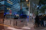 Barcelona - Protest by the housing unions in front of the police