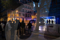 Barcelona - Protest by the housing unions in front of the police