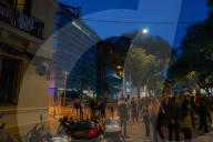 Barcelona - Protest by the housing unions in front of the police