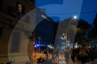 Barcelona - Protest by the housing unions in front of the police