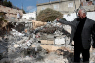 Palestinian Fakhri Abu Diab and his wife Amina at their demolished east Jerusalem home.