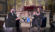 Noa Tishby In conversation with Phil Rosenberg, President of the Board of Deputies of British Jews at West London Synagogue, London, UK.