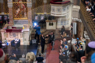 Noa Tishby In conversation with Phil Rosenberg, President of the Board of Deputies of British Jews at West London Synagogue, London, UK.