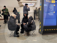 People shelter in Kyiv Metro during air alert