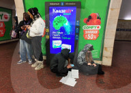 People shelter in Kyiv Metro during air alert
