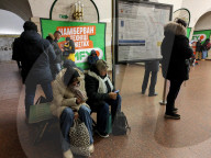 People shelter in Kyiv Metro during air alert