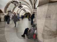 People shelter in Kyiv Metro during air alert