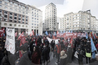Milano, Concentramento del corteo di Cgil e Uil in occasione dello sciopero generale
