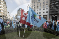 Milano, Concentramento del corteo di Cgil e Uil in occasione dello sciopero generale