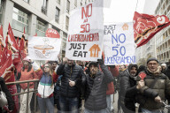 Milano, Concentramento del corteo di Cgil e Uil in occasione dello sciopero generale