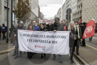 Milano, Concentramento del corteo di Cgil e Uil in occasione dello sciopero generale