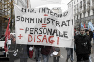 Milano, Concentramento del corteo di Cgil e Uil in occasione dello sciopero generale