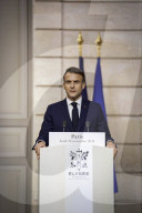 Le président de la République, Emmanuel Macron reçoit son homologue le président de la République fédérale du Nigéria, Bola Tinubu au Palais présidentiel de l'Elysée à Paris