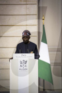 Le président de la République, Emmanuel Macron reçoit son homologue le président de la République fédérale du Nigéria, Bola Tinubu au Palais présidentiel de l'Elysée à Paris