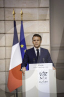 Le président de la République, Emmanuel Macron reçoit son homologue le président de la République fédérale du Nigéria, Bola Tinubu au Palais présidentiel de l'Elysée à Paris