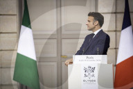 Le président de la République, Emmanuel Macron reçoit son homologue le président de la République fédérale du Nigéria, Bola Tinubu au Palais présidentiel de l'Elysée à Paris