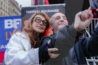 Julie Pietri à l'occasion de la 12ème édition du festival solidaire Soupe en Scène, mené par le chef Fabrice Bonnot au profit de l'association Notre Dame des Sans Abri sur la place de la République à Lyon
