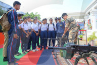 Indian border force display weaponry