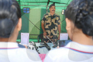Indian border force display weaponry