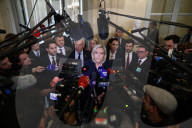 Marine Le Pen Addresses Media After Social Security Bill Vote in Parliament - Paris